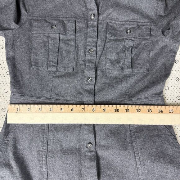 UNTUCKit Portia Cotton Utility Long Sleeve Shirtdress Dress Gray Womens Size 4 - Picture 12 of 15